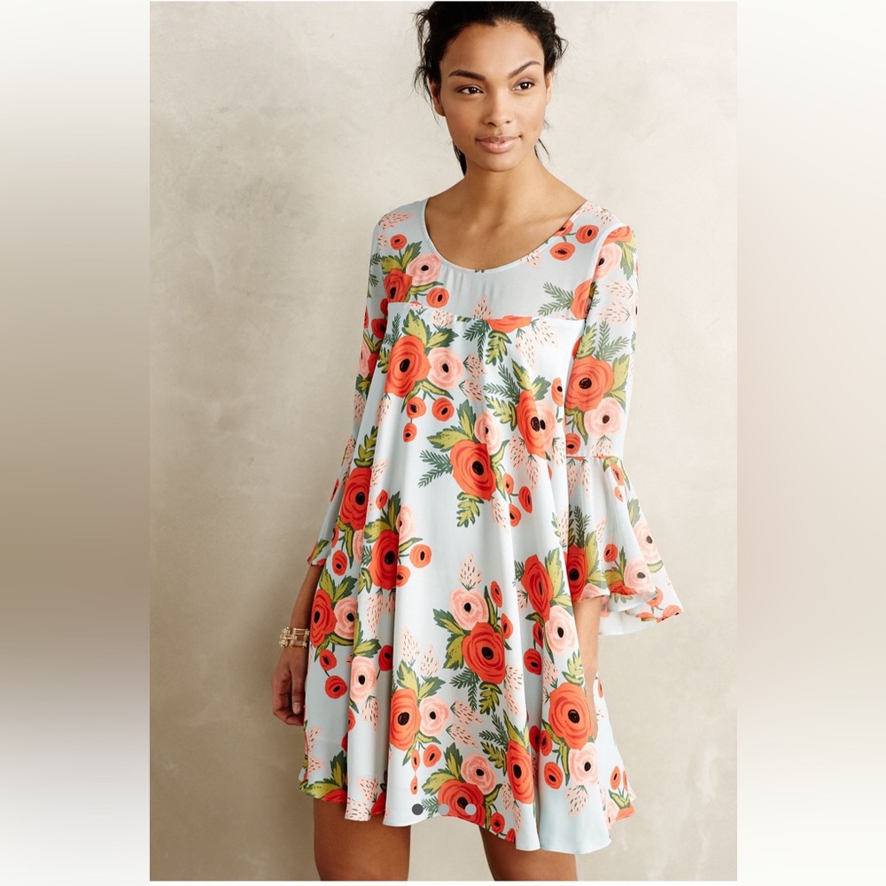 Anthropologie Fluttered Blooms paper crown rifle paper dress - Picture 2 of 6